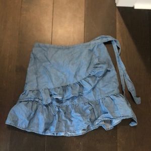 tirred layer ruffle denim skirt